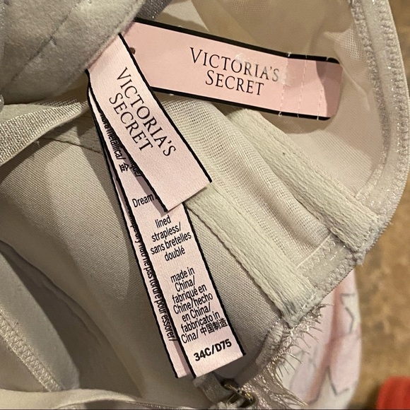 NWT~VICTORIA’S SECRET Light Gold Metallic Lace Bra Top Size 34C - Picture 7 of 8
